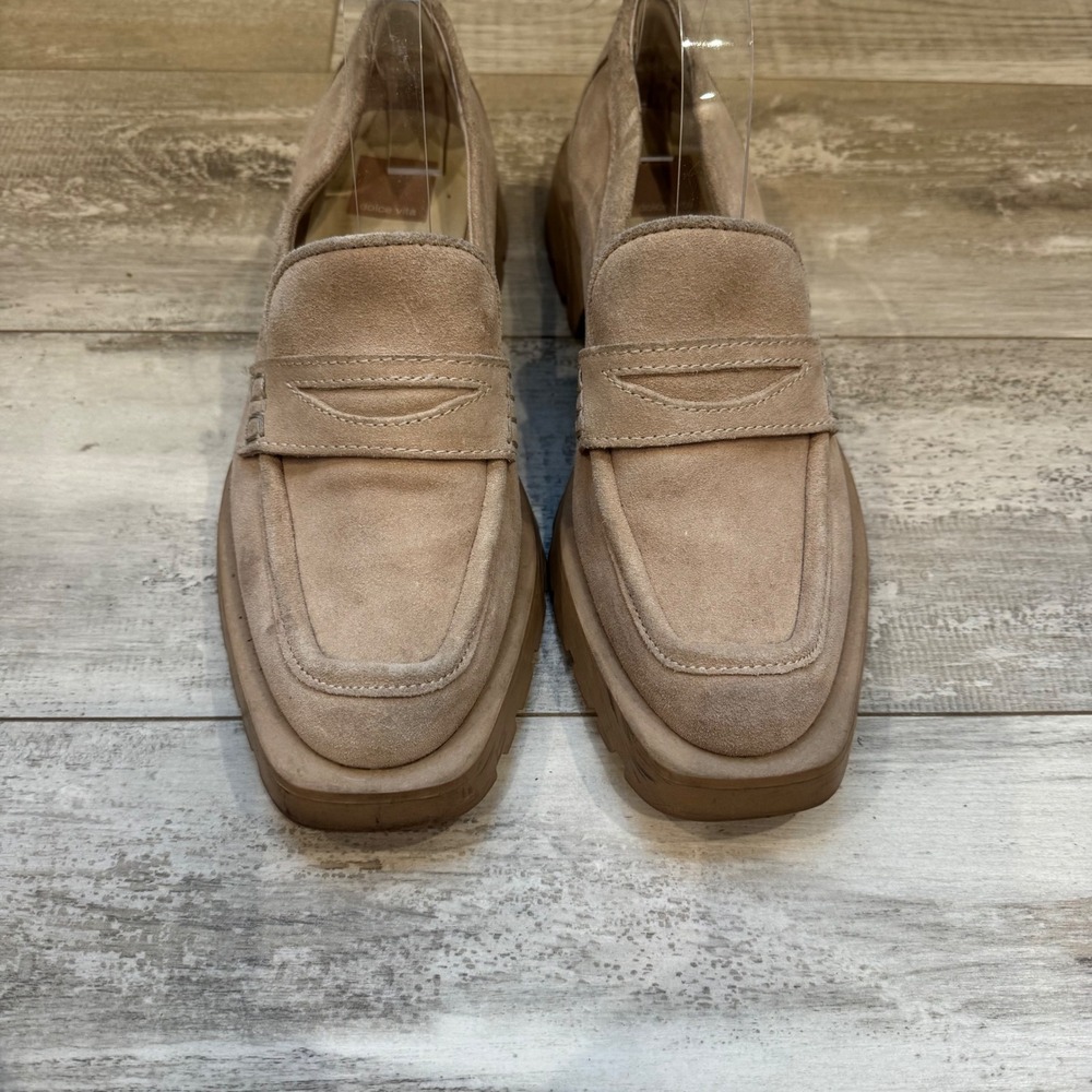 Dolce Vita Elias Flats Dunes Suede Loafers Old Money Women 8.5 Tan Penny Shoes - Picture 4 of 11